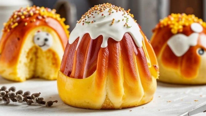 Пасхальные мини-куличики — красивые булочки с праздничной душой