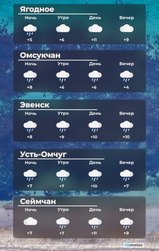Первый день июля в Магаданской области выдастся дождливым