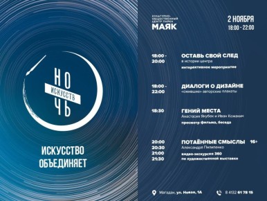 Какие мероприятия «Ночи искусств» пройдут в культурно-общественном центре парка «Маяк»
