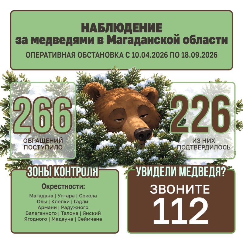 За неделю сотрудникам Госохотнадзора поступило 5 обращений по поводу выхода медведей к людям, подтвердились всего 2 из них