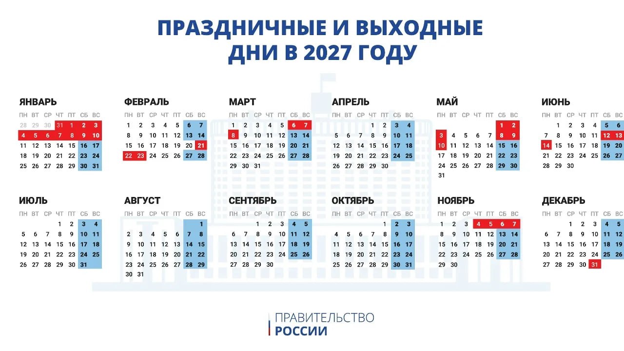 Когда выгоднее всего брать отпуск в 2027 году