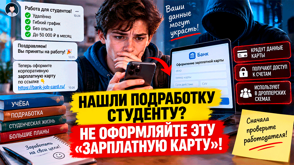 «Зарплатная карта» вместо подработки: как мошенники обманывают студентов